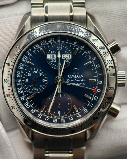 No Reserve - 2000 Omega Speedmaster Day-Date 39MM Blue Dial Steel Bracelet (3523.80.00)
