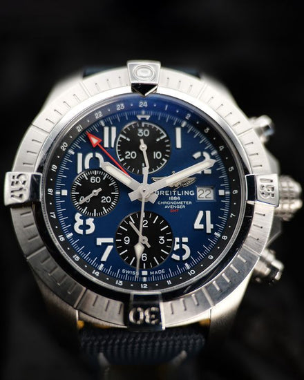 2022 Breitling Avenger Chronograph GMT 45MM Blue Dial Textile Strap (A24315)