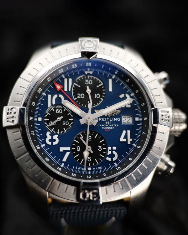 2022 Breitling Avenger Chronograph GMT 45MM Blue Dial Textile Strap (A24315)