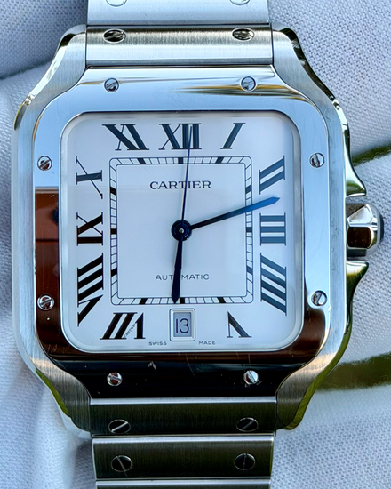 2022 Cartier Santos De Cartier 39.8MM White Dial Steel Bracelet (WSSA0018)