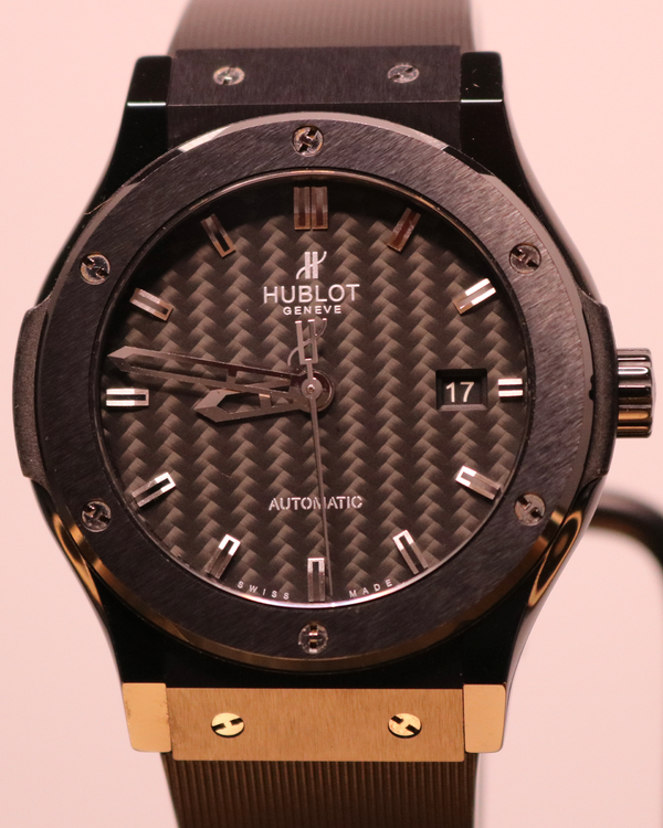 Hublot Classic Fusion 42MM Carbon Fiber Dial Rubber Strap (542.CM.1771.RX)