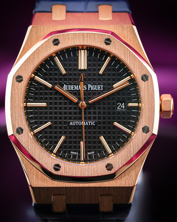 2014 Audemars Piguet Royal Oak 41MM Black Dial Leather Strap (15400OR.OO.D002CR.01)