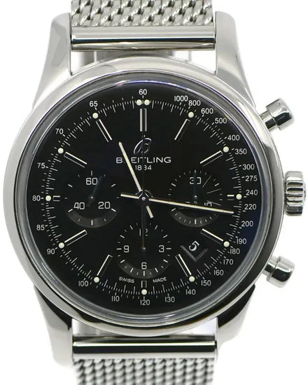 2015 Breitling Transocean Chronograph 43MM Black Dial Steel Bracelet (AB0152)