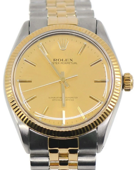 1986 Rolex Oyster Perpetual 34MM Champagne Dial Two-Tone Jubilee Bracelet (1005)