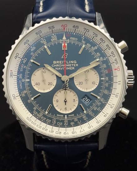 2022 Breitling Navitimer B01 Chronograph 46MM Blue Dial Leather Strap (AB0127)