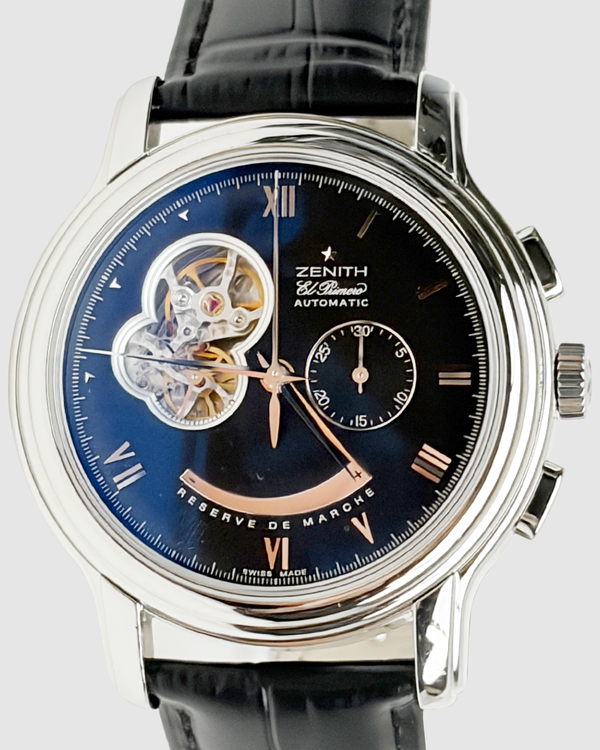 Zenith El Primero Chronomaster Open 45MM Black Dial Leather Strap (03.1260.4021/21.C505)