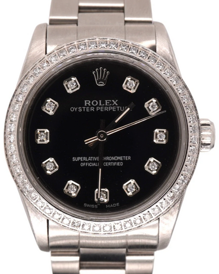 Rolex Oyster Perpetual 31MM Aftermarket Black Dial Oyster Bracelet (77080)