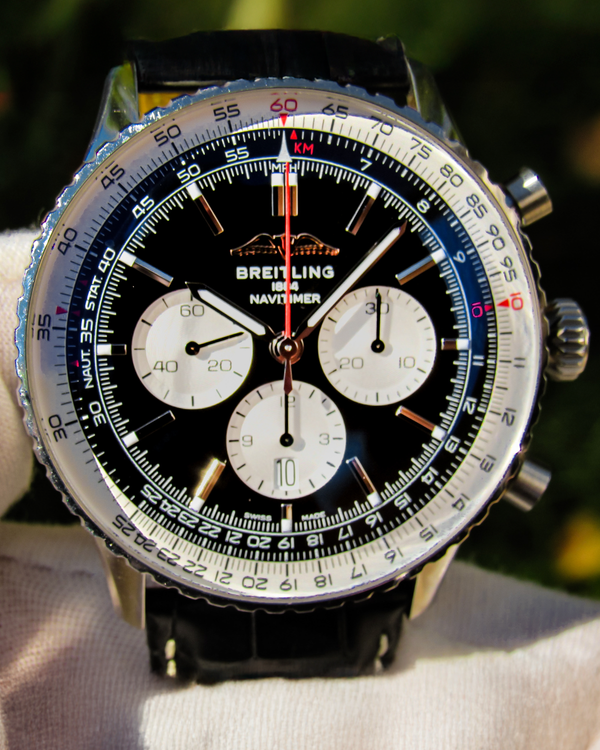 2022 Breitling Navitimer B01 Chronograph 46MM Black Dial Leather Strap (AB0137)