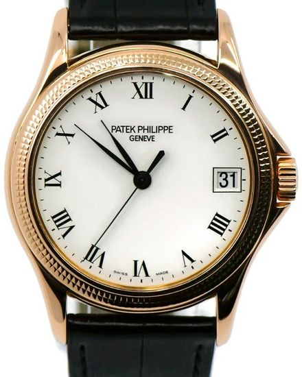 Patek Philippe Calatrava 37MM White Dial Leather Strap (5117R)
