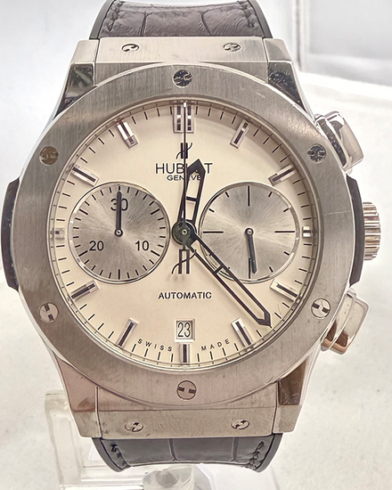 Hublot Classic Fusion Chronograph 45MM Silver Dial Leather Strap (521.NX.2610.LR)