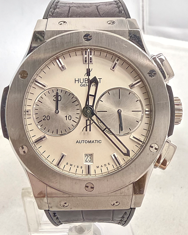 Hublot Classic Fusion Chronograph 45MM Silver Dial Leather Strap (521.NX.2610.LR)
