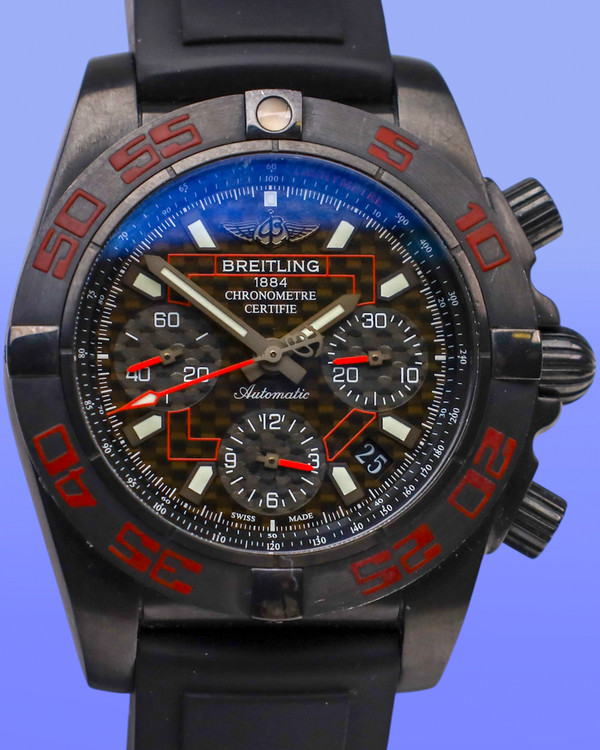 No Reserve - 2018 Breitling Chronomat "Raven" L.E. 41MM Carbon Fiber Dial Rubber Strap (MB0141B8/BD57)