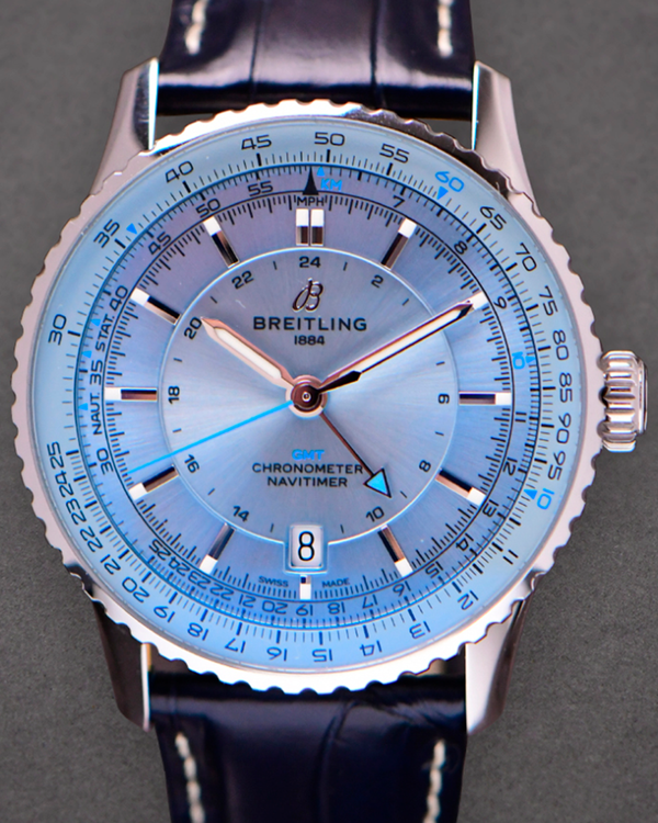Breitling Navitimer GMT 41MM Ice Blue Dial Leather Strap (A32310)