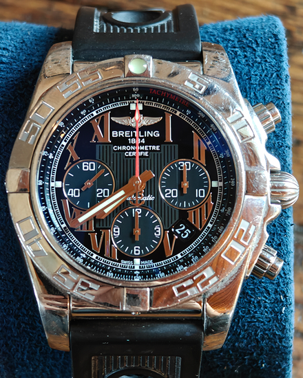Breitling Chronomat 44MM Black Dial Rubber Strap (AB0110)
