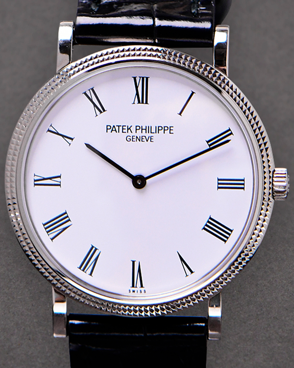 Patek Philippe Calatrava 35MM White Dial Leather Strap (5120G-001)