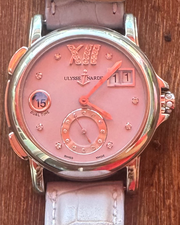 Ulysse Nardin Dual Time Lady 37MM Mother of Pearl Dial Leather Strap (243-22)