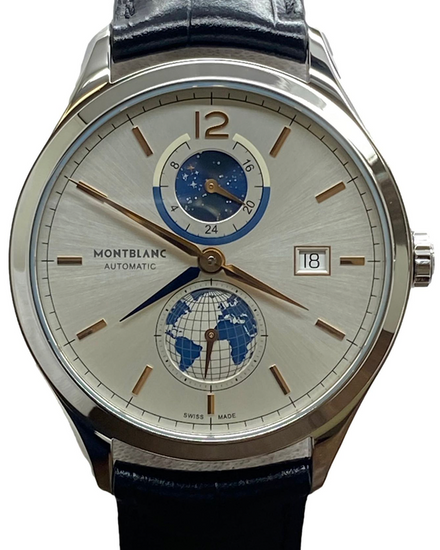 2025 Montblanc Heritage Chronométrie Dual Time 41MM Silver Dial Leather Strap (MB113779)