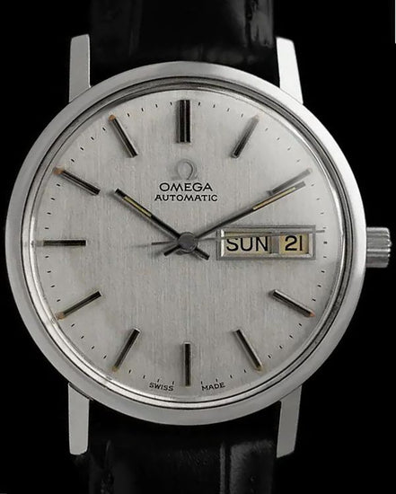 1972 Omega Seamaster Day Date 35MM Silver Dial Aftermarket Leather Strap (166.0209)