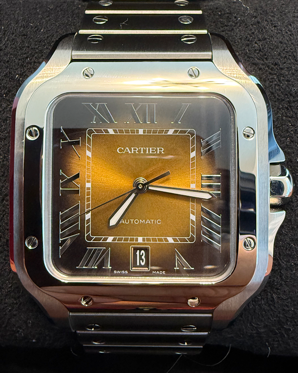 2024 Cartier Santos De Cartier 47.5MM Brown Dial Steel Bracelet (WSSA0064)