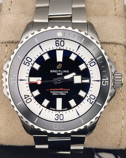 Breitling Superocean 46MM Black Dial Steel Bracelet (A17378)