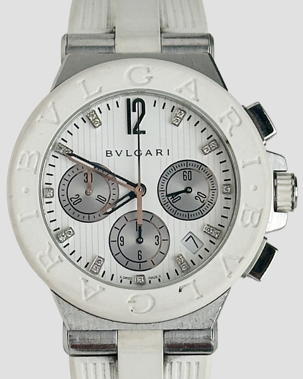 Bvlgari Diagono 44MM White Dial Rubber Strap (DG40SCH)