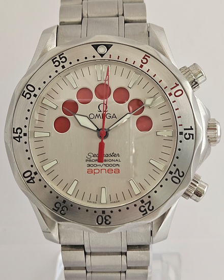 Omega Seamaster Apnea Chronograph "Jacques Mayol" 41.5MM White Dial Steel Bracelet (2595.30.00)