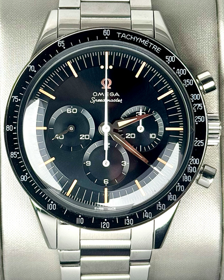 2024 Omega Speedmaster "The First Omega In Space" 39.7MM Grey/Blue Dial Steel Bracelet (310.30.40.50.06.001)