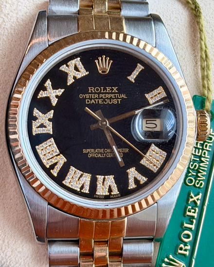 1988 (R Serial) Rolex Datejust 36MM Aftermarket Black Dial Two-Tone Jubilee Bracelet (16013)