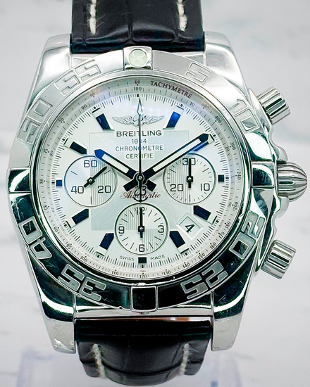 2014 Breitling Chronomat 44MM Silver Dial Leather Strap (AB011012/G684)
