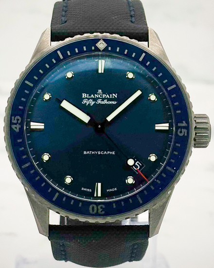 2020 Blancpain Fifty Fathoms Bathyscaphe 43MM Blue Dial Textile Strap (5000-0240-O52A)