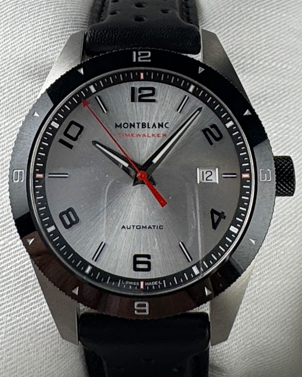 Montblanc Timewalker 41MM Silver Dial Leather Strap (116058)