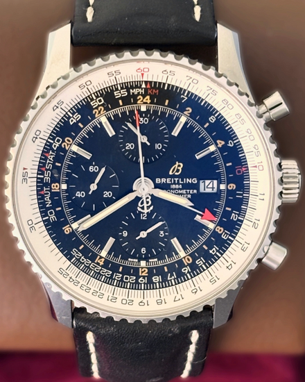 2021 Breitling Navitimer GMT 46MM Black Dial Leather Strap (A24322121B2X1)