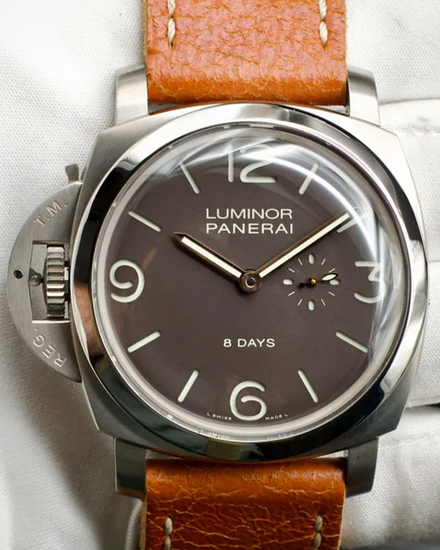 2011 Panerai Luminor 1950 Left-Handed 8 Days 47MM Brown Dial Leather Strap (PAM00368)