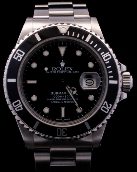 Rare Rolex Submariner Date 40MM Black Dial Oyster Bracelet (168000)