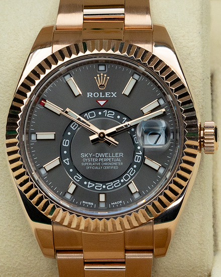 2020 Rolex Sky-Dweller 42MM Slate Dial Rose Gold Oyster Bracelet (326935)