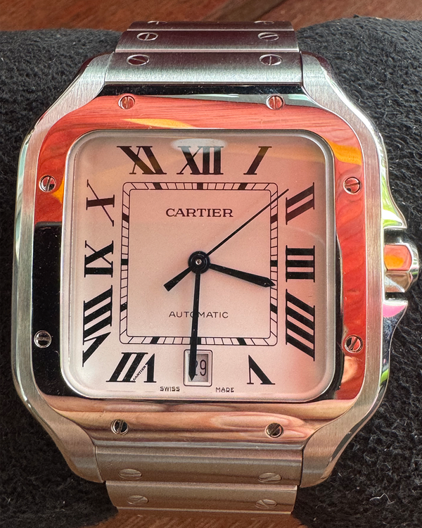 Cartier Santos De Cartier 39.8MM Silver Dial Steel Bracelet (WSSA0018)