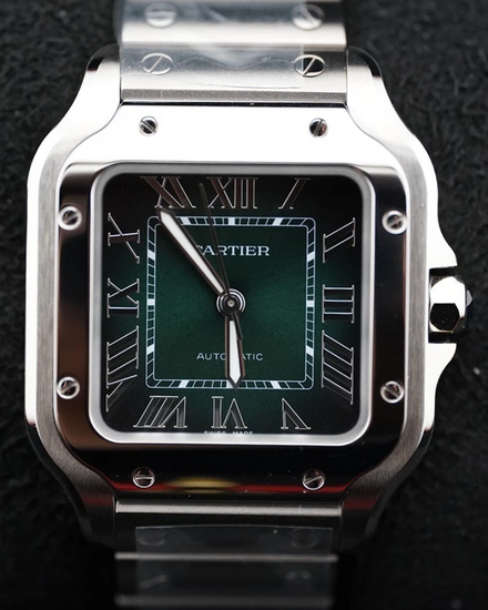 Cartier Santos De Cartier 35.1MM Green Dial Steel Bracelet (WSSA0061)