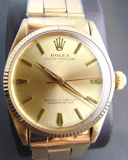 Rolex Oyster Perpetual 31MM Champagne Dial Yellow Gold Oyster Bracelet (6551)