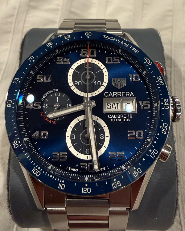 Tag Heuer Carrera Calibre 16 43MM Blue Dial Steel Bracelet (CV2A1V.BA0738)