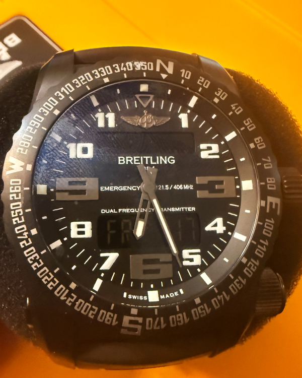 2015 Breitling Emergency II Night Mission 51MM Quartz Black Dial Rubber Strap (V76325U1-BC46)