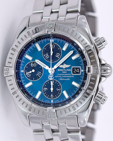 Breitling Chronomat Evolution 44MM Blue Dial Steel Bracelet (A13356)