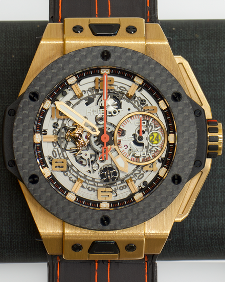 2013 Hublot Big Bang Chronograph "Ferrari" L.E. 45MM Skeleton Dial Leather Strap (401.0Q.0123.VR)