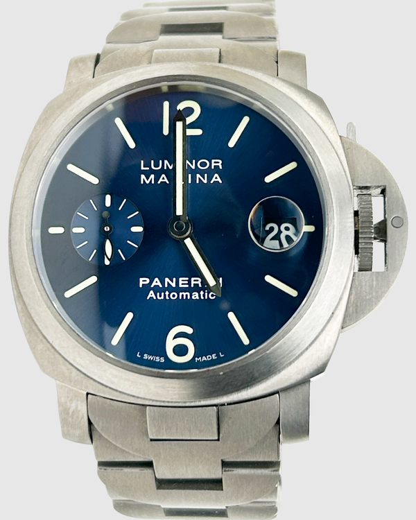 2008 Panerai Luminor Marina 40MM Blue Dial Titanium Bracelet (PAM00283)