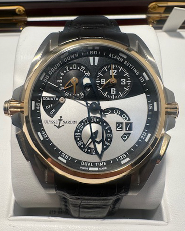 Ulysse Nardin Sonata Streamline 44MM White/Black Dial Leather Strap (675-01)
