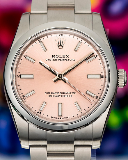2025 Rolex Oyster Perpetual 34MM Pink Dial Oyster Bracelet (124200)