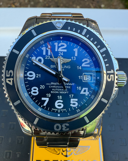 Breitling Superocean II 42MM Black Dial Steel Bracelet (A17365)