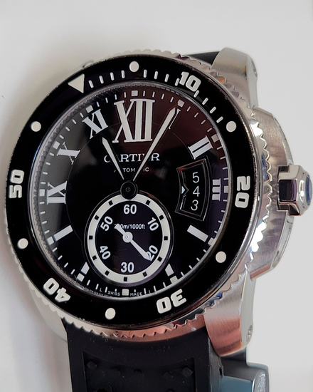 Cartier Calibre de Cartier Diver 42MM Black Dial Rubber Strap (W7100056)