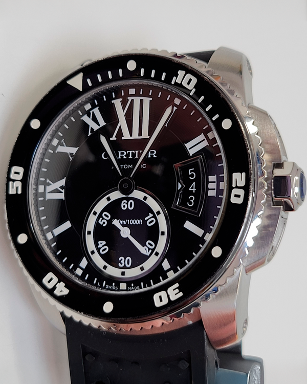 Cartier Calibre de Cartier Diver 42MM Black Dial Rubber Strap (W7100056)