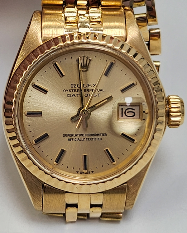 Rolex Lady-Datejust 26MM Champagne Dial Yellow Gold Jubilee Bracelet (6917)
