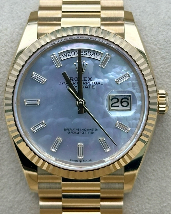 2025 Rolex Day-Date 36MM Mother of Pearl Dial Yellow Gold President Bracelt (128238)